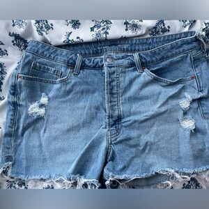 Womens OG Straight denim distressed shorts